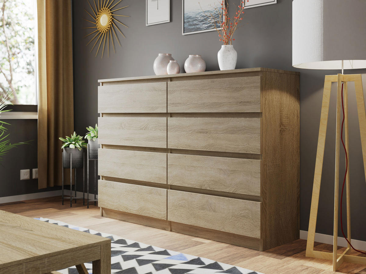 KOMMODE Malwa M8 - Sonoma Eiche, Holzwerkstoff (138/100/40cm) - MIRJAN24