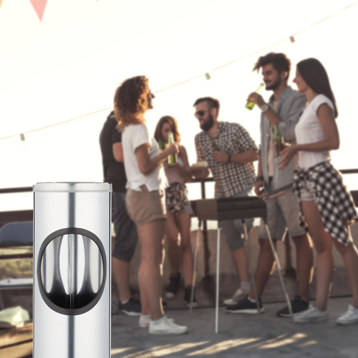 STEHASCHENBECHER - Silberfarben, Kunststoff/Metall (14.5cm) - Relaxdays