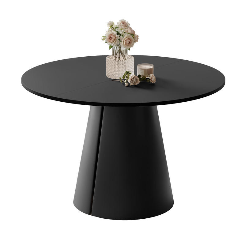 AUSZIEHTISCH BASE 120-196/76 cm, Schwarz - Schwarz, Holzwerkstoff/Metall (120/120/76cm) - Idohome