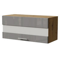 KLAPPHÄNGESCHRANK Essen W4BS/80/LAM Grau Hochglanz / Eiche Artisan Matt 80 / 32,5 / 36cm - Eiche Artisan/Grau, Holz/Holzwerkstoff (80/36/32.5cm) - Feldmann-Wohnen