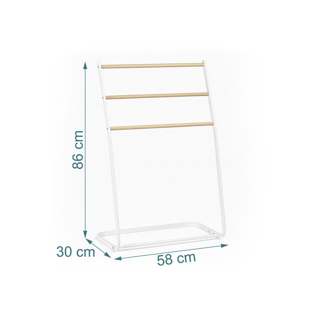 VEŠIAK uterákov - biela, kov (58/86/30cm) - Relaxdays
