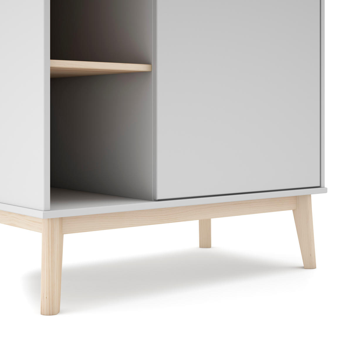 SCHRANK mit 1 Tür und 5 offenen Fächern H181 cm 52/90/181 cm - Weiß, Holz (52/181/90cm) - Calicosy