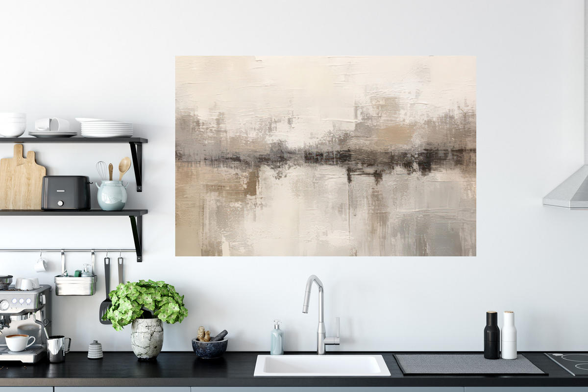 WANDTATTOO Moderne Kunst - Abstrakt - Beige 120x80 cm - Beige, Kunststoff (120/80/0.1cm) - MuchoWow