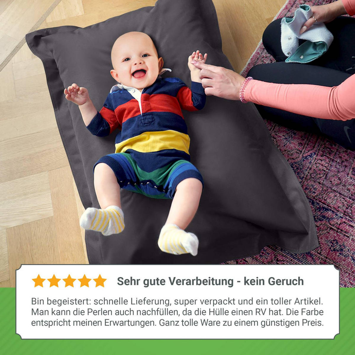 KINDER-SITZSACK 70x100cm - 70 Liter - Anthrazit, Textil (70/10/100cm) - Green Bean