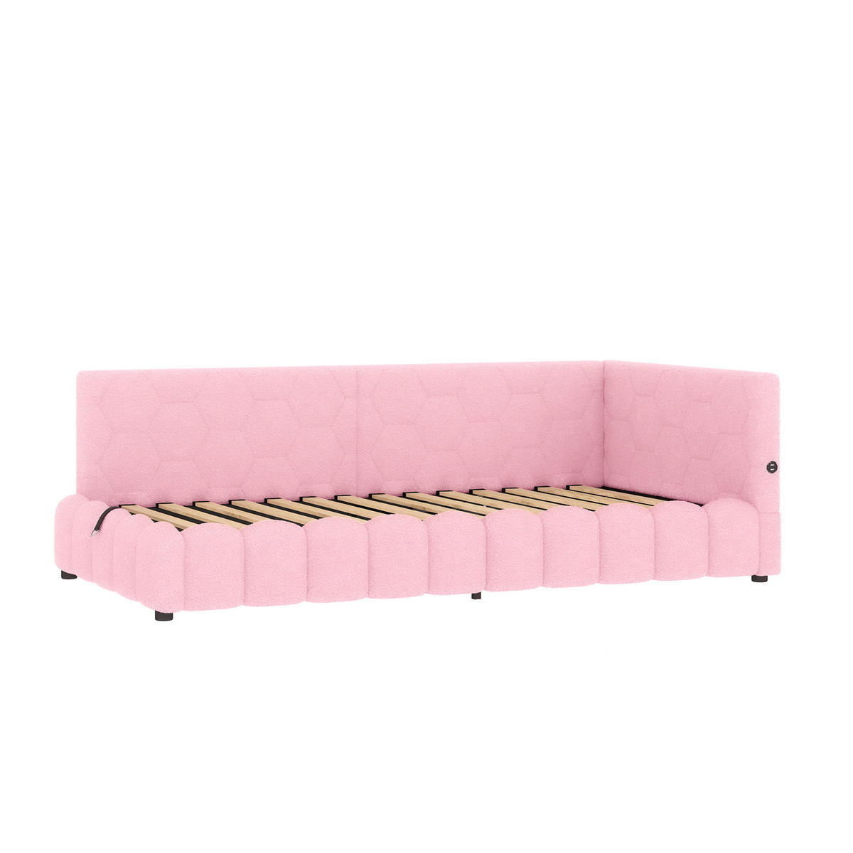 POLSTERBETT Tagesbett 90x200cm, LED, hydraulisch, USB-C, Kunstfleece, Rosa - Rosa, Textil (90/200cm)