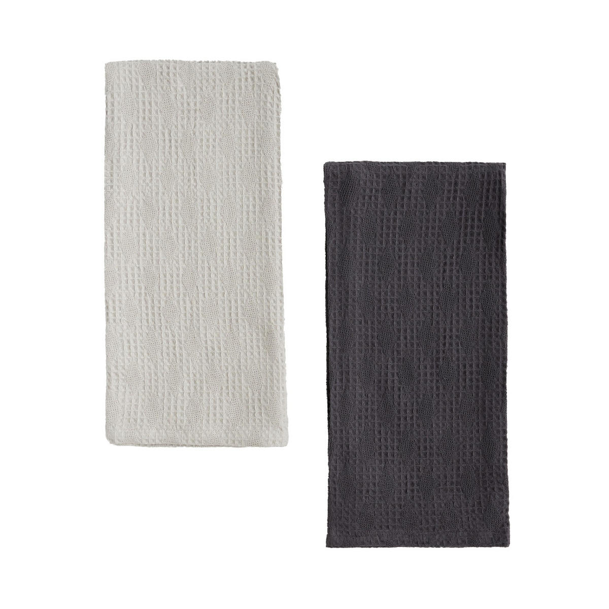 GESCHIRRTUCH-SET Disheri (2er-Set) - Hellgrau, Textil (45/65cm) - home&you