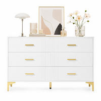 SIDEBOARD in Weiß Kommode mit 6 Schubladen, mit viel Stauraum, für Wohnzimmer & Schlafzimmer, B120/T40/H76cm - Goldfarben/Weiß, Holzwerkstoff/Metall (120/76/40cm) - STILVORA