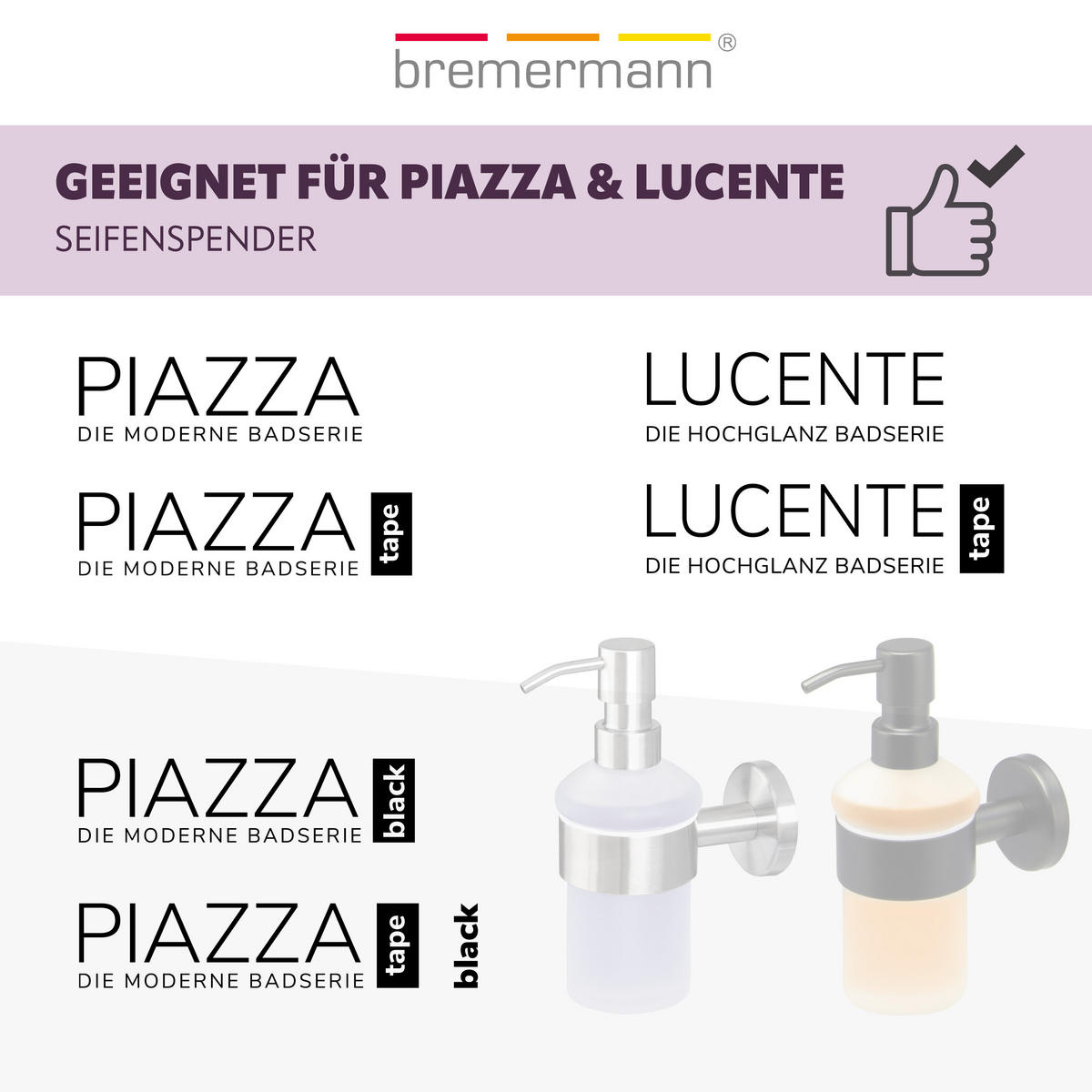 ERSATZSEIFENSPENDERGLAS PIAZZA & LUCENTE, satiniertes Glas - Weiß, Glas (14/7/14cm) - bremermann