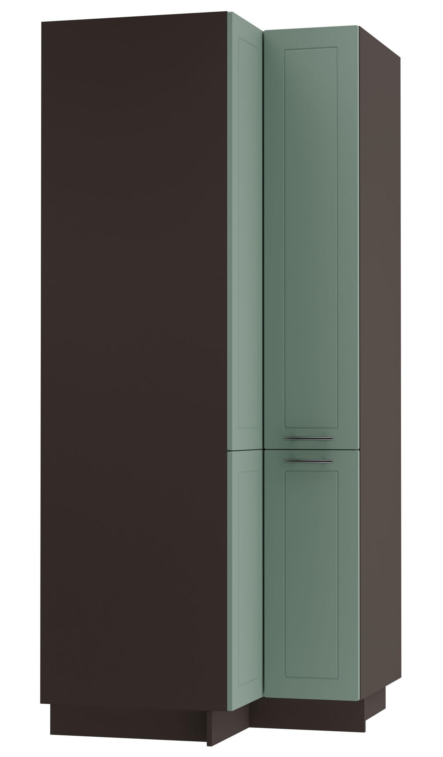 Feldmann-Wohnen Eckvorratsschrank Dunkelgrau, Mintgrün 90x207x90 cm