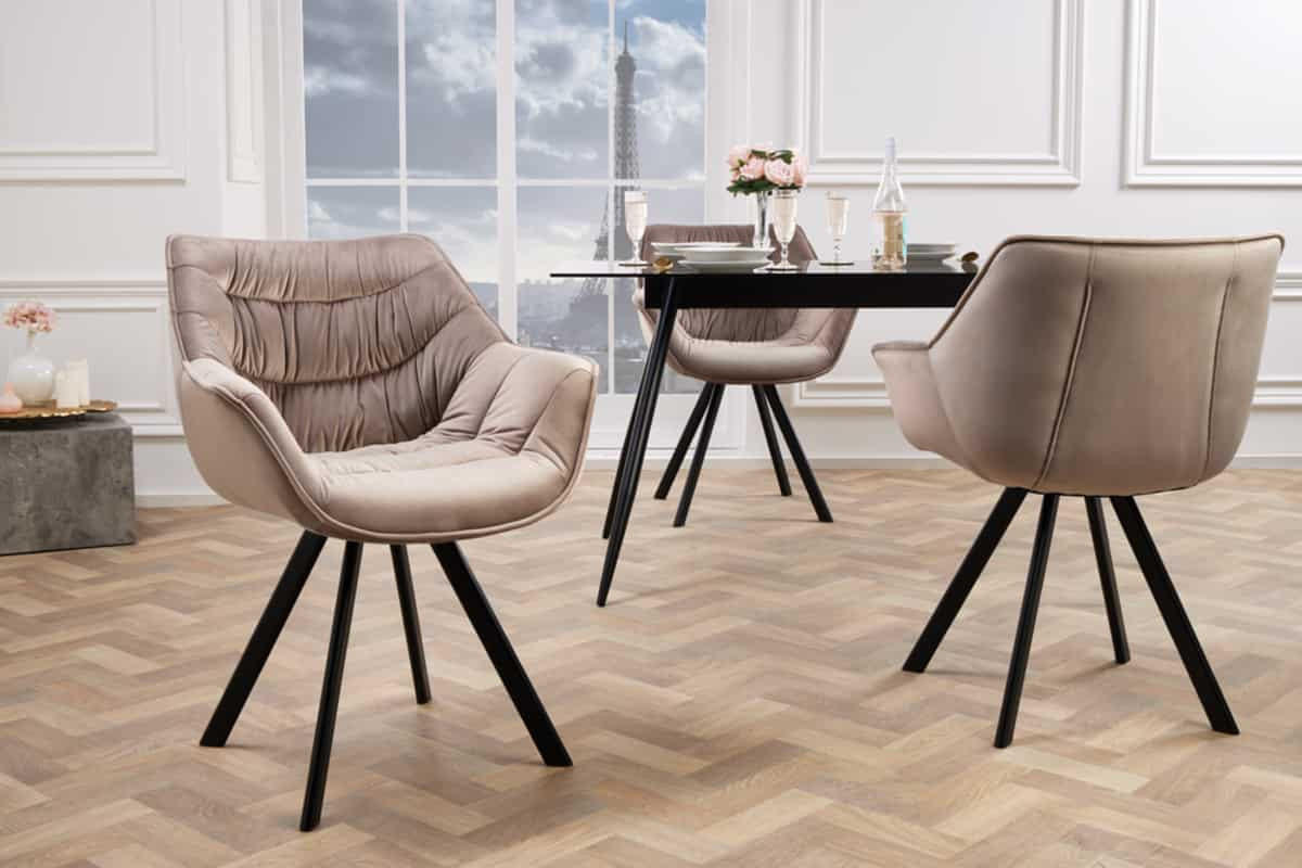 STUHL THE DUTCH COMFORT Samt Greige 80 cm - Champagner/Beige, Textil/Metall (67/82/63cm) - riess-ambiente