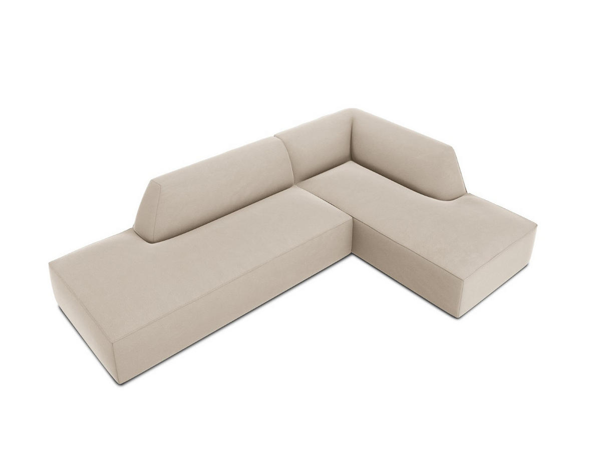 ECKSOFA rechts Ruby aus Samt beige 4 Sitzplätze - Beige, Textil (180/273cm) - Micadoni