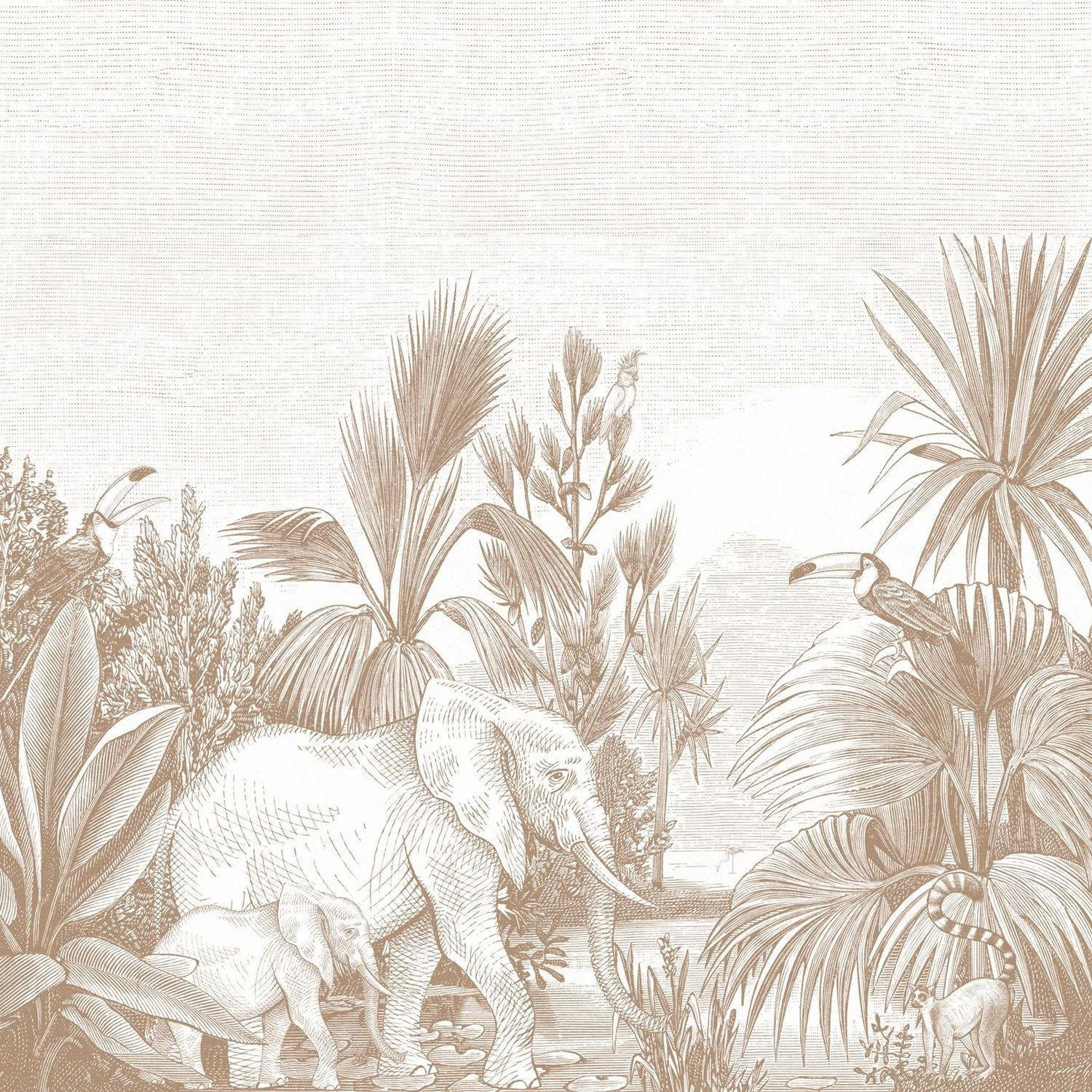 FOTOTAPETE Dschungelmuster 300 x 279 cm - Braun, Papier (300/279cm) - ESTAhome