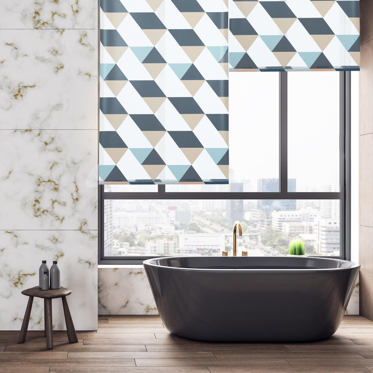 DUSCHROLLO - Multicolor, Kunststoff/Metall (80/7cm) - Relaxdays