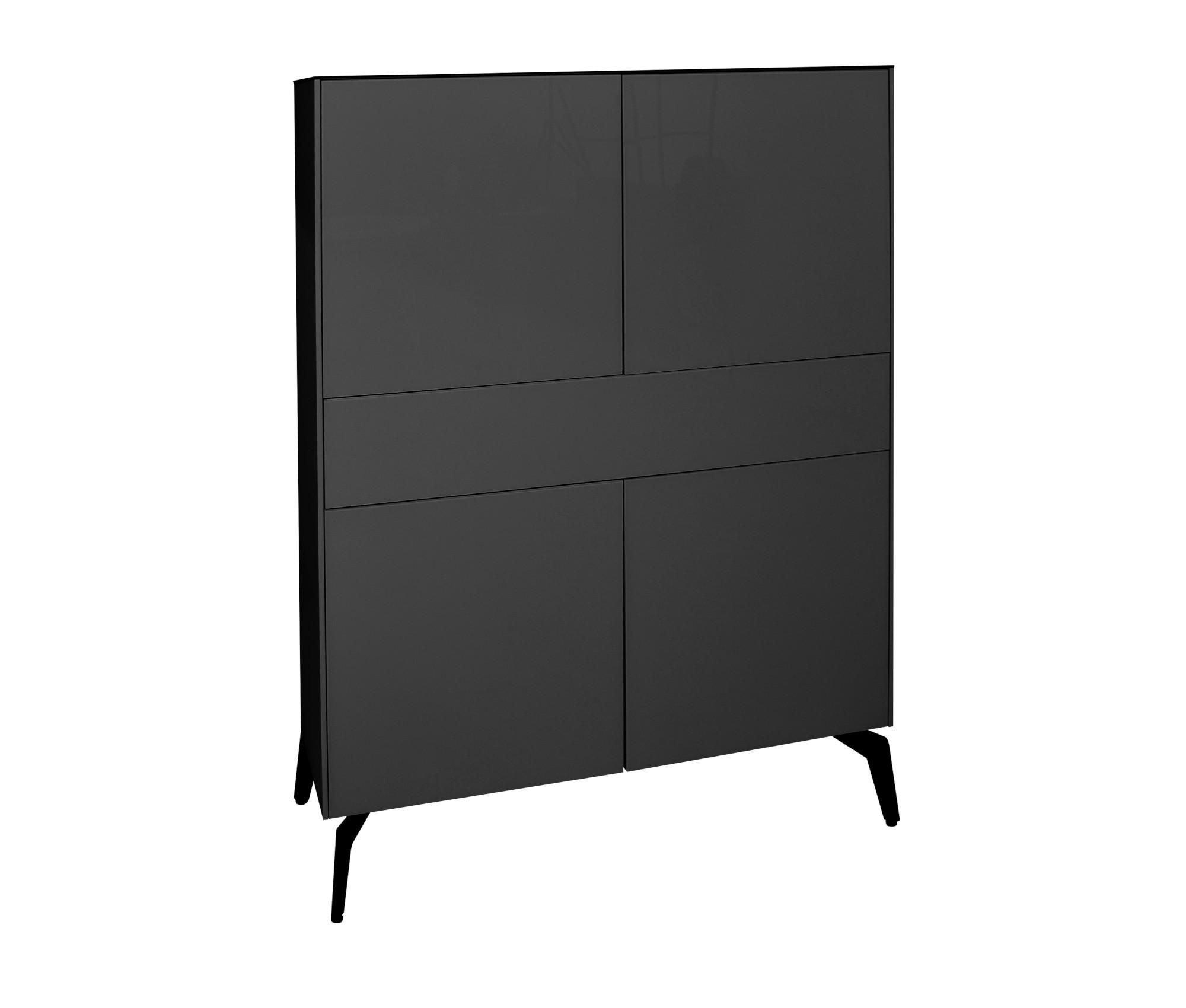 HIGHBOARD Imola Anthrazit matt lack und Glas - Grau, Holzwerkstoff (121/145/42cm)