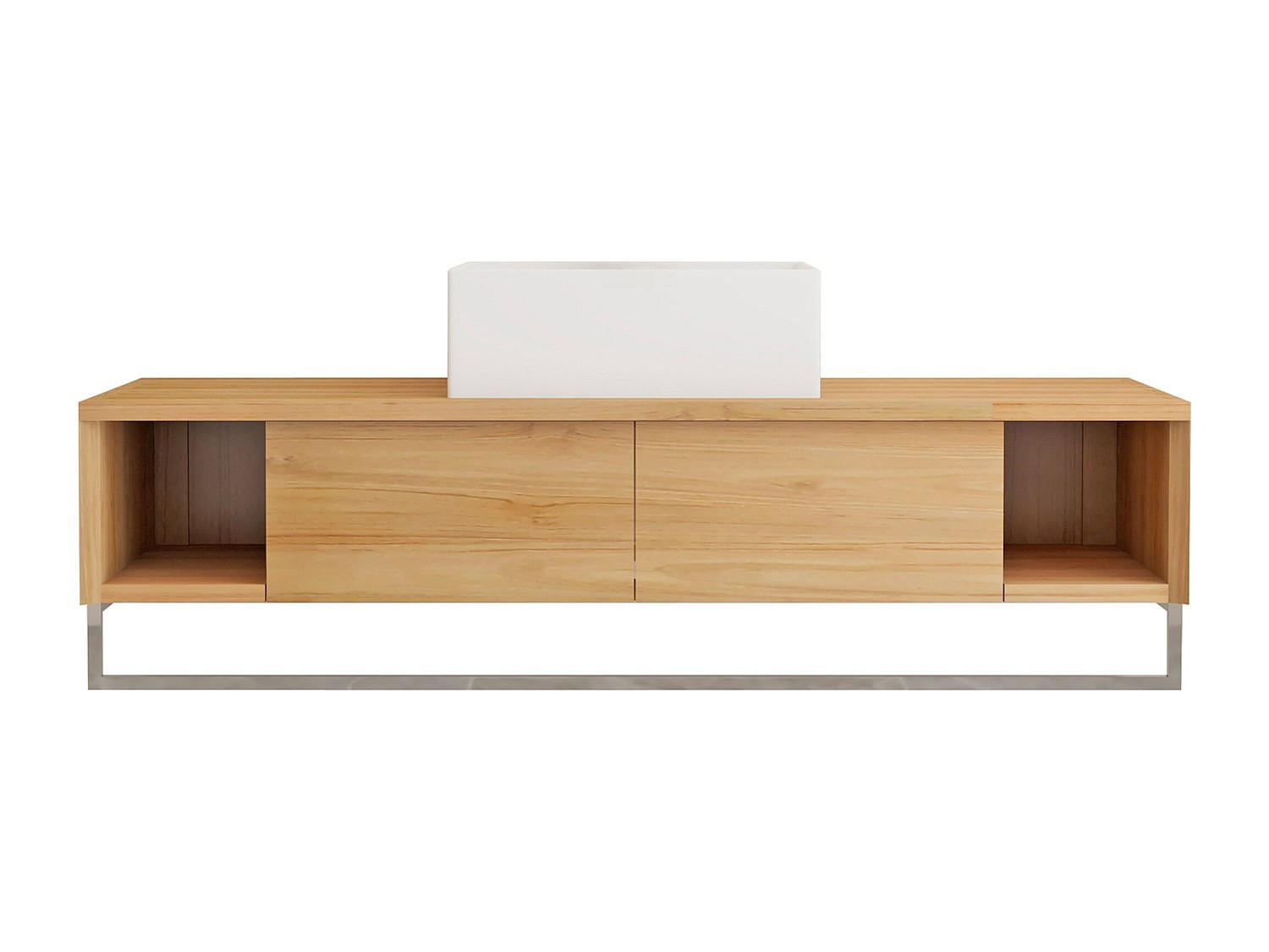 EINZELWASCHTISCH - 120 cm x 50 cm - Holz, Platte - Naturfarben Hell - KUPANG - Naturfarben, Holz (120/32/50cm) - Vente-Unique