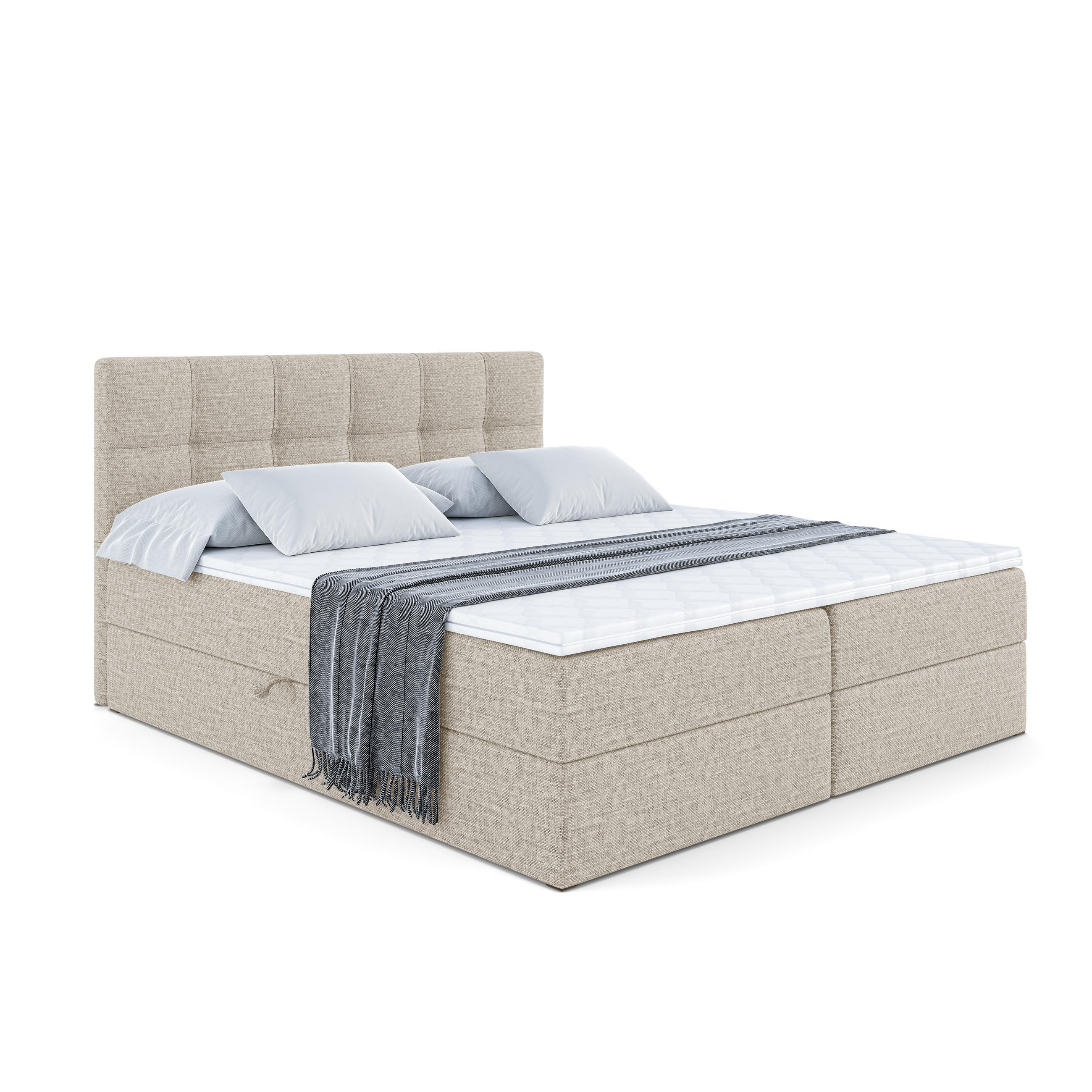 BOXBETT mit Matratze H4 und Lattenrost - MARCE - 180x200 - H4 - Beige - Beige, Holzwerkstoff (180/200cm) - ALTDECOR