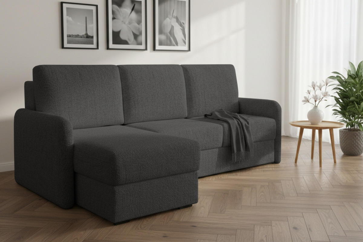 ECKSOFA BIANCO 215 cm breit in Stoff Anthrazit links - Anthrazit, Holzwerkstoff/Textil (215/145cm) - Deine Möbel 24