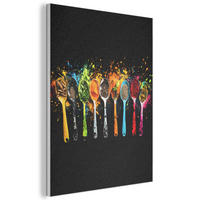 AKUSTIKBILD Löffel - Gewürze - Modern - Graffiti - Farbe - Farbenfroh Wanddeko 70x100 cm - Multicolor, Textil (70/100/0.9cm) - MuchoWow