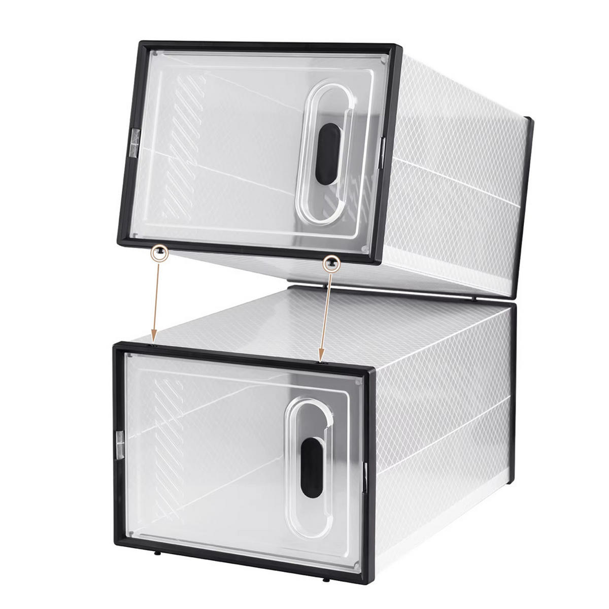 SCHUHSCHRANK 18 Stück Stapelbar Schwarz Transparent Magnettür - Transparent, Kunststoff (75/111.5/35.5cm) - Kaket
