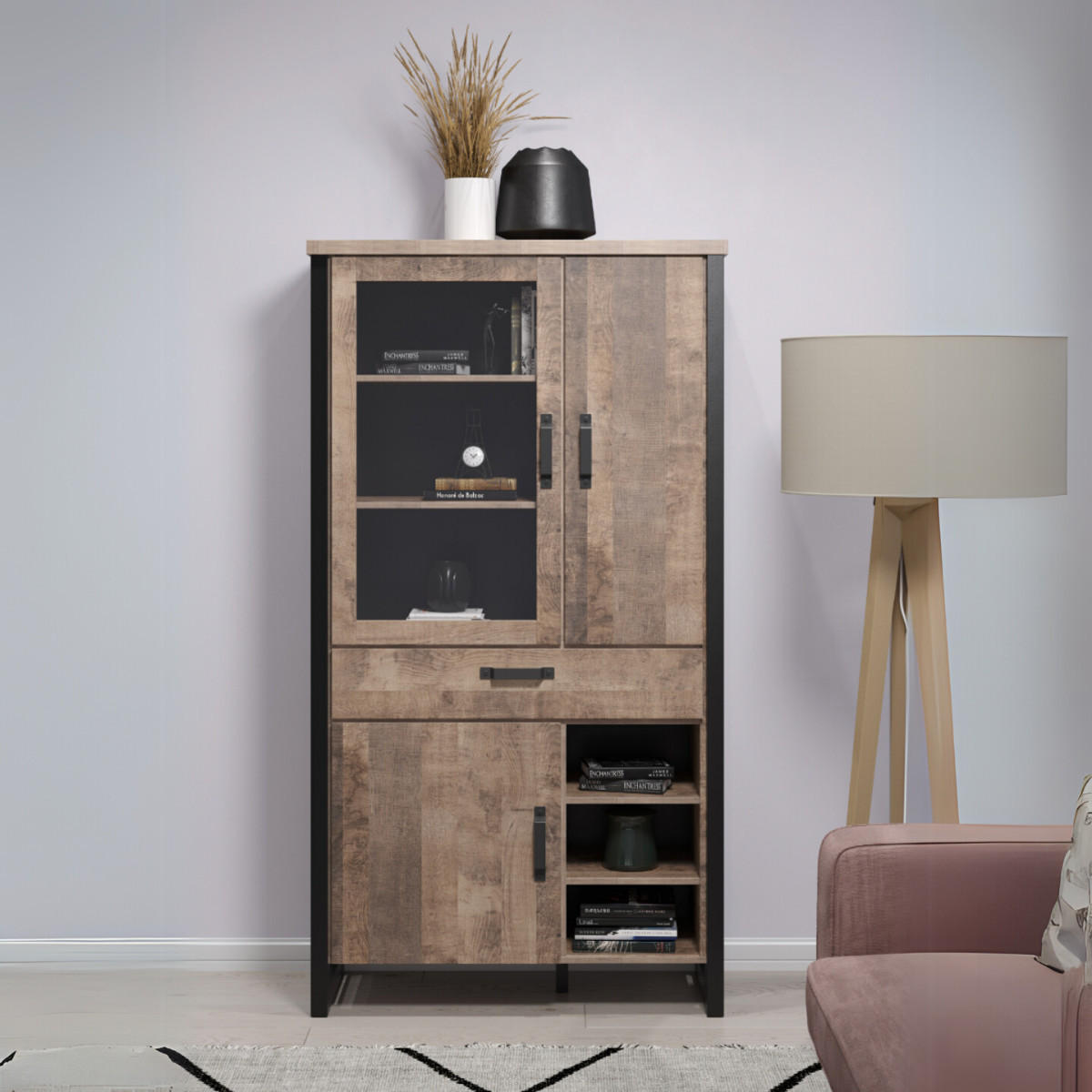 VITRINE Emile Eiche Dekor - Eichefarben, Holzwerkstoff (106/106/195cm) - ebuy24