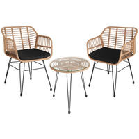RATTAN SITZGRUPPE Molfetta,filigranes Design,natur - Naturfarben, Kunststoff - tectake