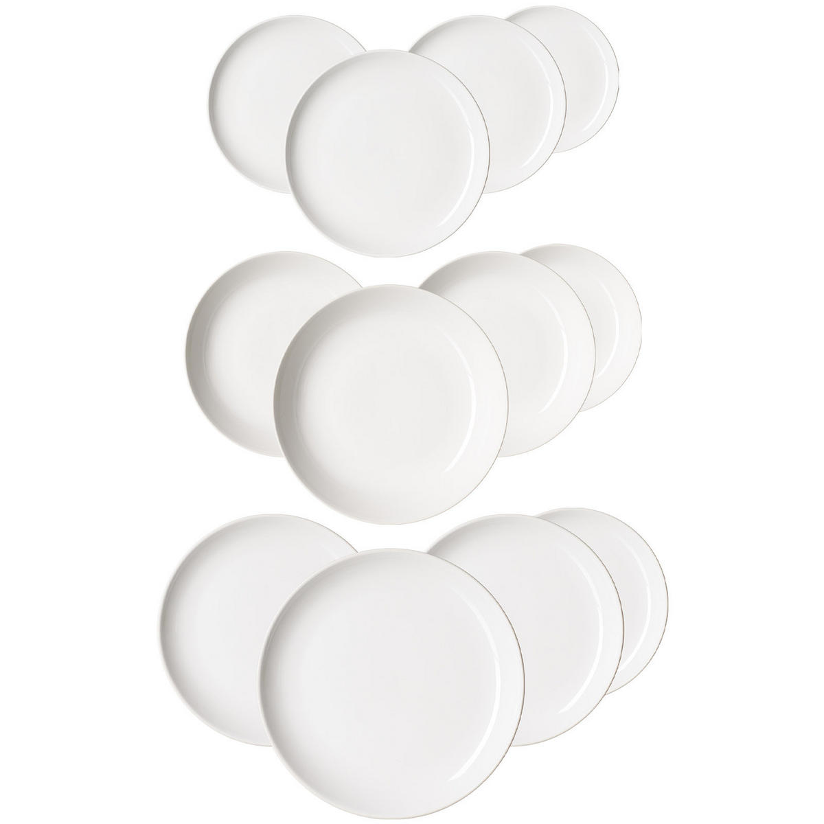 TELLERSET Volos weiß 12er Set - Weiß, Keramik (1/1/1cm) - Ritzenhoff Breker