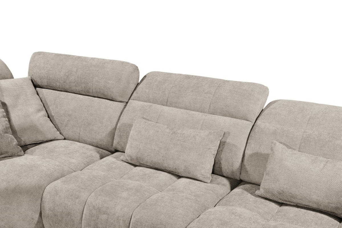 ECKSOFA mit verstellbaren Kopflehnen und Nosagfederung - Sandfarben, Textil (339/285cm) - ed exciting design