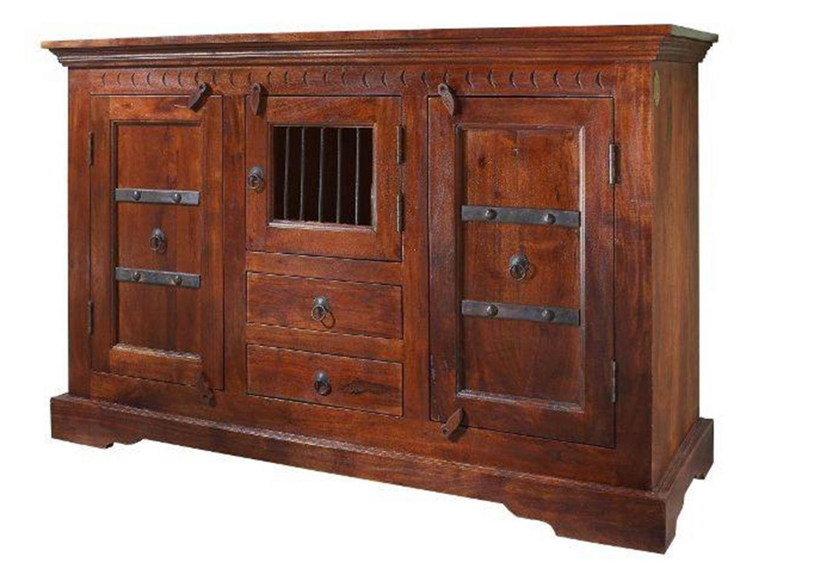 KOMMODE Akazie 130x50x85 nougat lackiert OXFORD #412 - Dunkelbraun, Holz (130/85/50cm) - Massivmoebel24