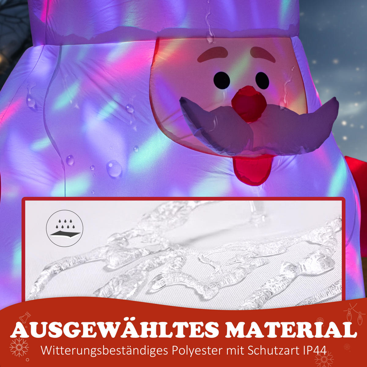 AUFBLASBAR Weihnachtsdeko - Rot, Kunststoff (125/183/184cm) - Outsunny