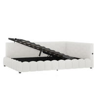 POLSTERBETT 140x200cm mit USB-Anschluss, Typ-C- Weiß - Weiß, Holz/Textil (140/200cm) - KOMHTOM