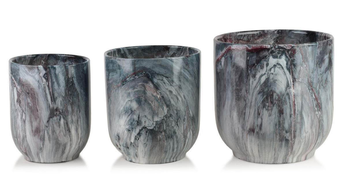 BLUMENTOPF Neva 3er Set Grau 29/29/30 cm Keramik - Grau, Keramik (29/30/29cm) - Mondex