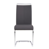 ESSTUHL 4er-Set Grau Freischwinger mit Kunstleder und Chromgestell - Grau, Leder (54/100/42cm) - PANGIVO