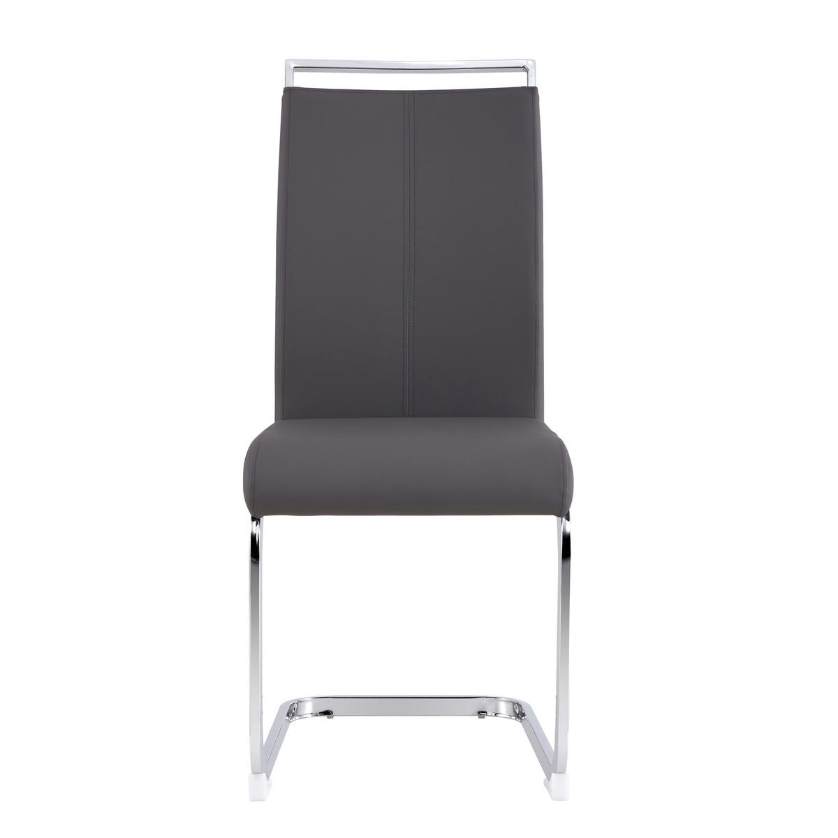 STÜHLE 4er-Set mit Kunstleder, ergonomischem Sitzkomfort, hoher Rückenlehne, verchromtem Metallgestell, grau - Grau, Kunststoff (54/100/42cm) - Luhomfu