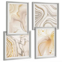 BILDER SET 4er Set - 50x50 cm & 40x60 cm Silberner Rahmen - Subtile abstrakte Muster - Silberfarben, Kunststoff (50/50cm) - TULUP
