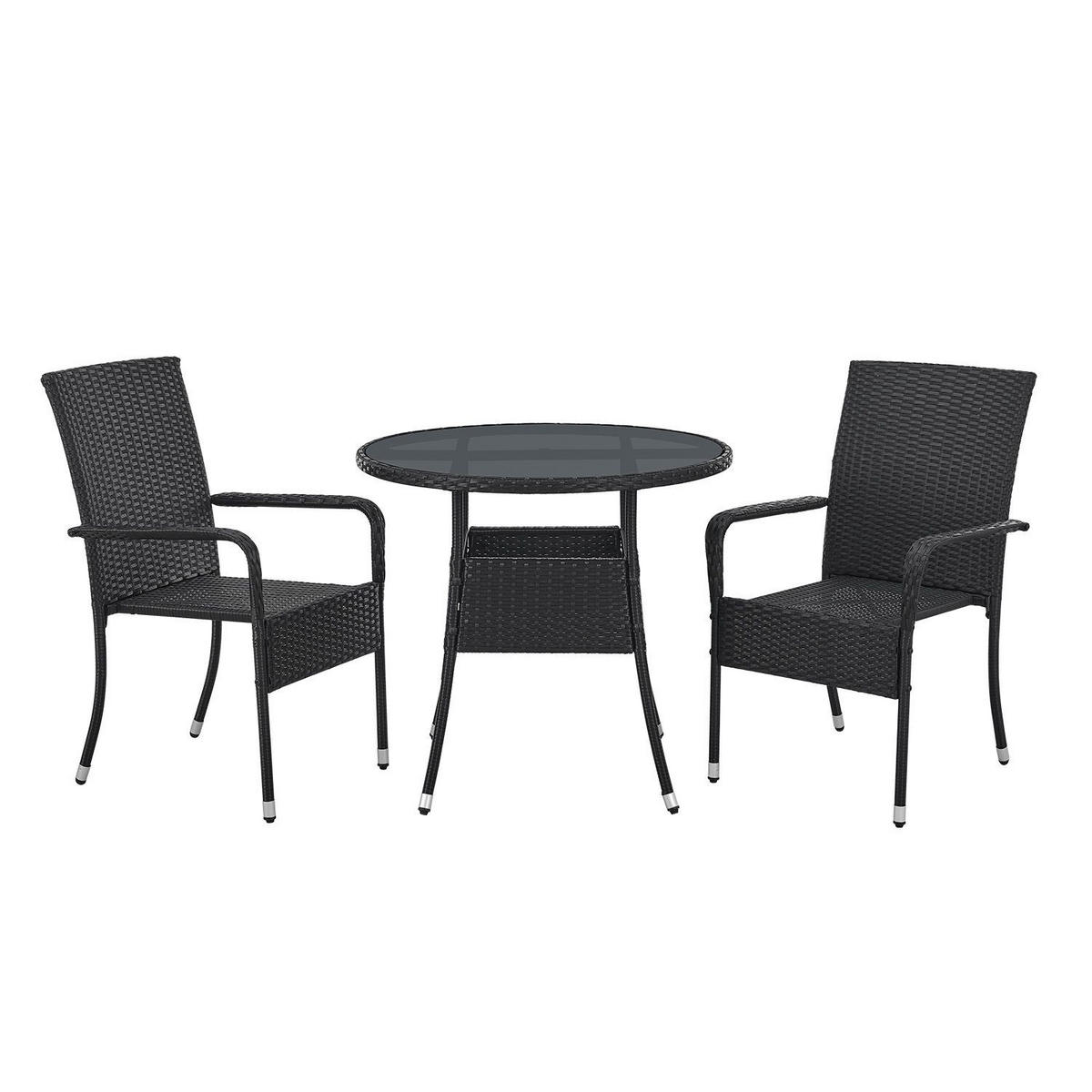GARTENTISCH Yoro schwarz 80 cm - Schwarz, Kunststoff (80/80/73cm) - Juskys