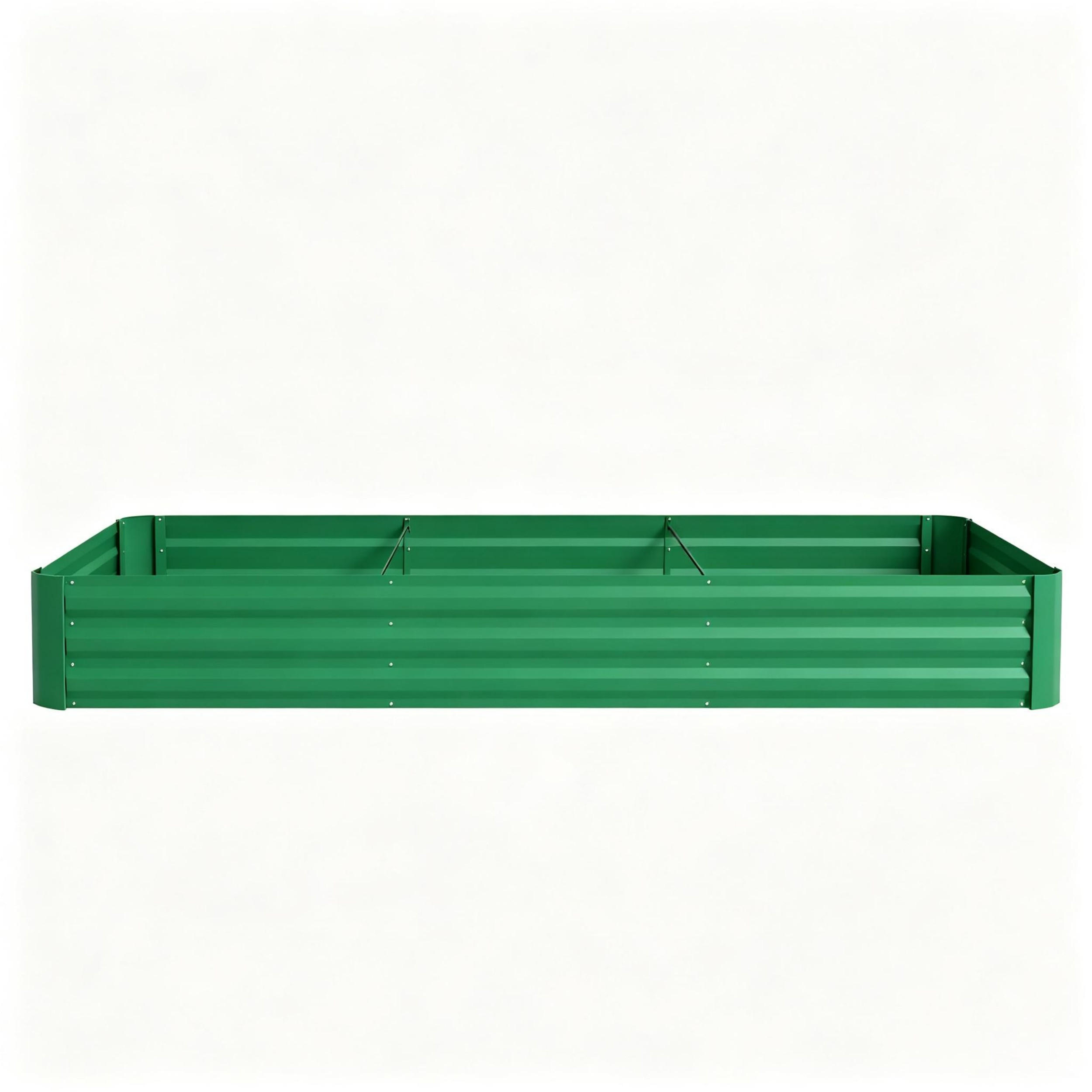 HOCHBEET 240/120/30 cm Grün mit Sicherheitsrand und offener Boden - Grün, Metall (120/30/240cm) - Oxeza