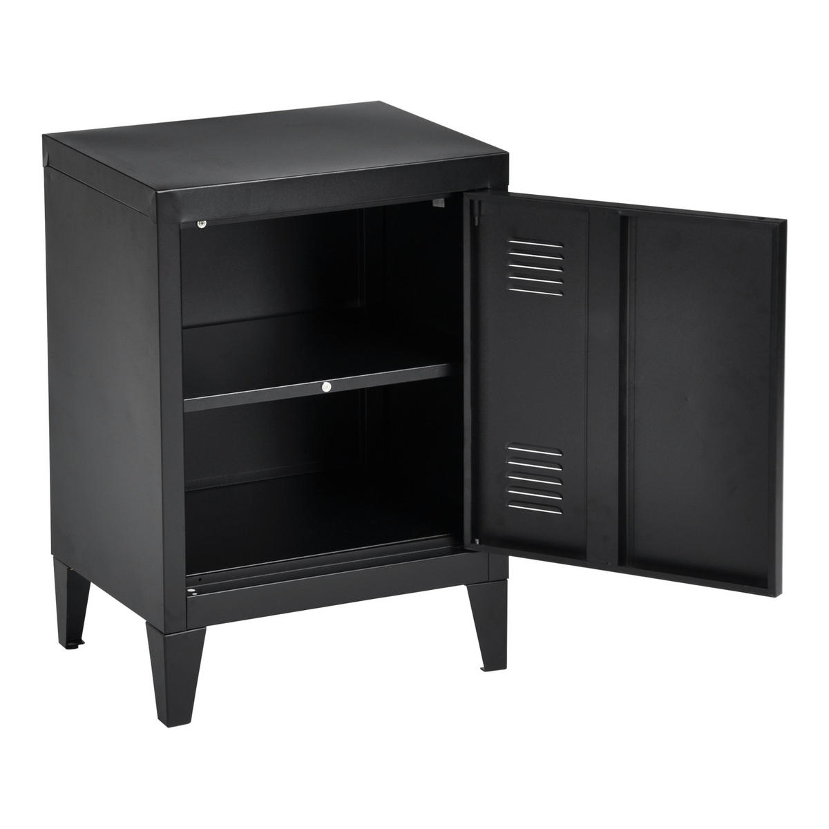 NACHTSCHRANK-SET 2 TLG. Inari - Schwarz, Metall (40/57/30cm) - [en.casa]
