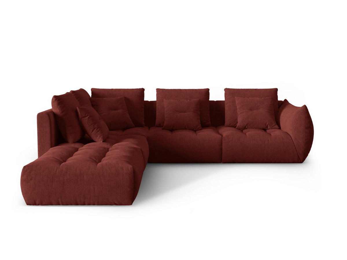MODULARES-ECKSOFA links Bloom aus strukturiertem Stoff rot 4 Sitzplätze - Rot, Textil (310/316cm) - Micadoni