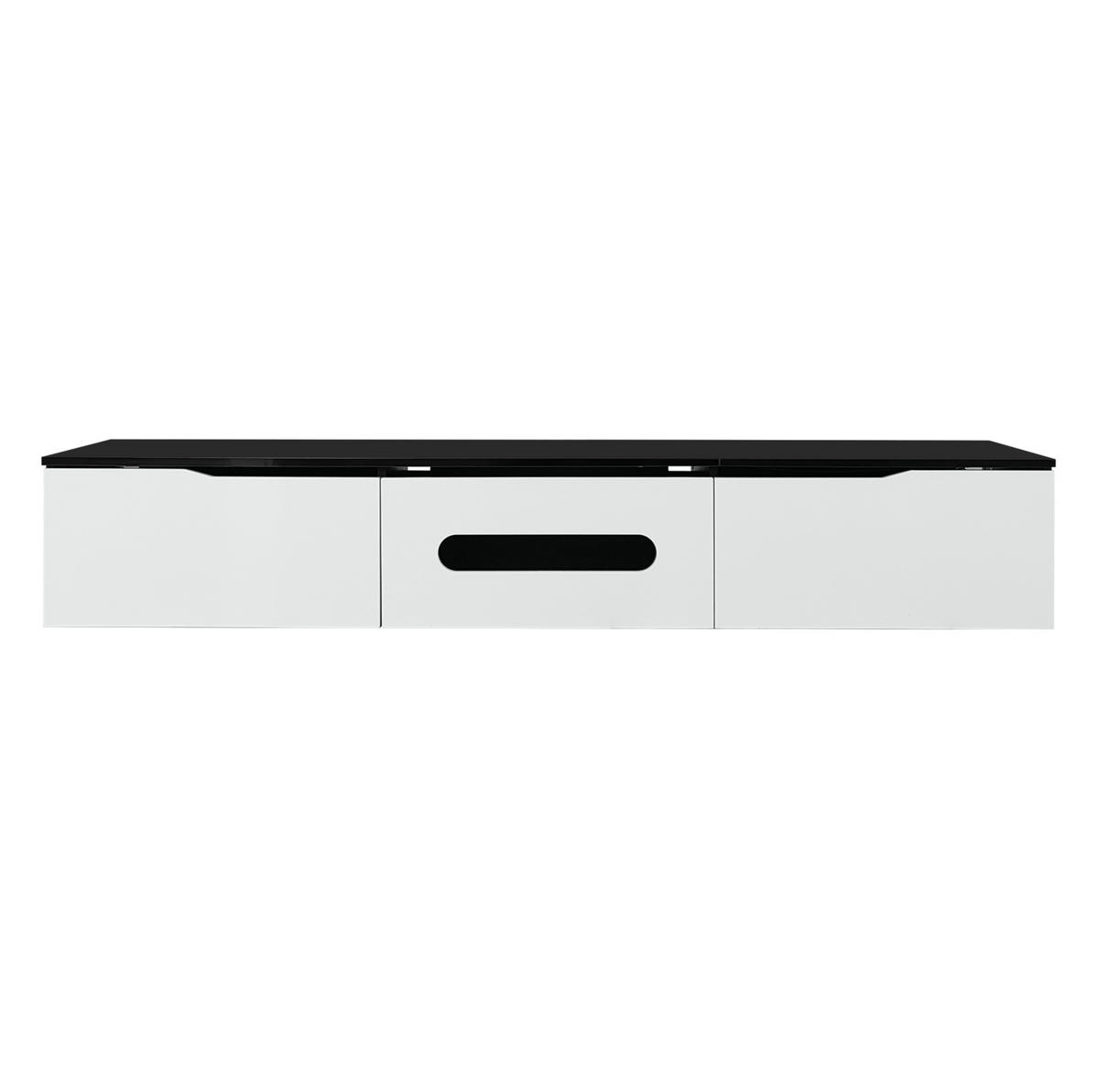TV ormarić 180/35/30 cm crno-bijeli od MDF-a i iverice s LED rasvjetom i zidnom montažom - crna, drvni materijal (180/30/35cm) - OKWISH