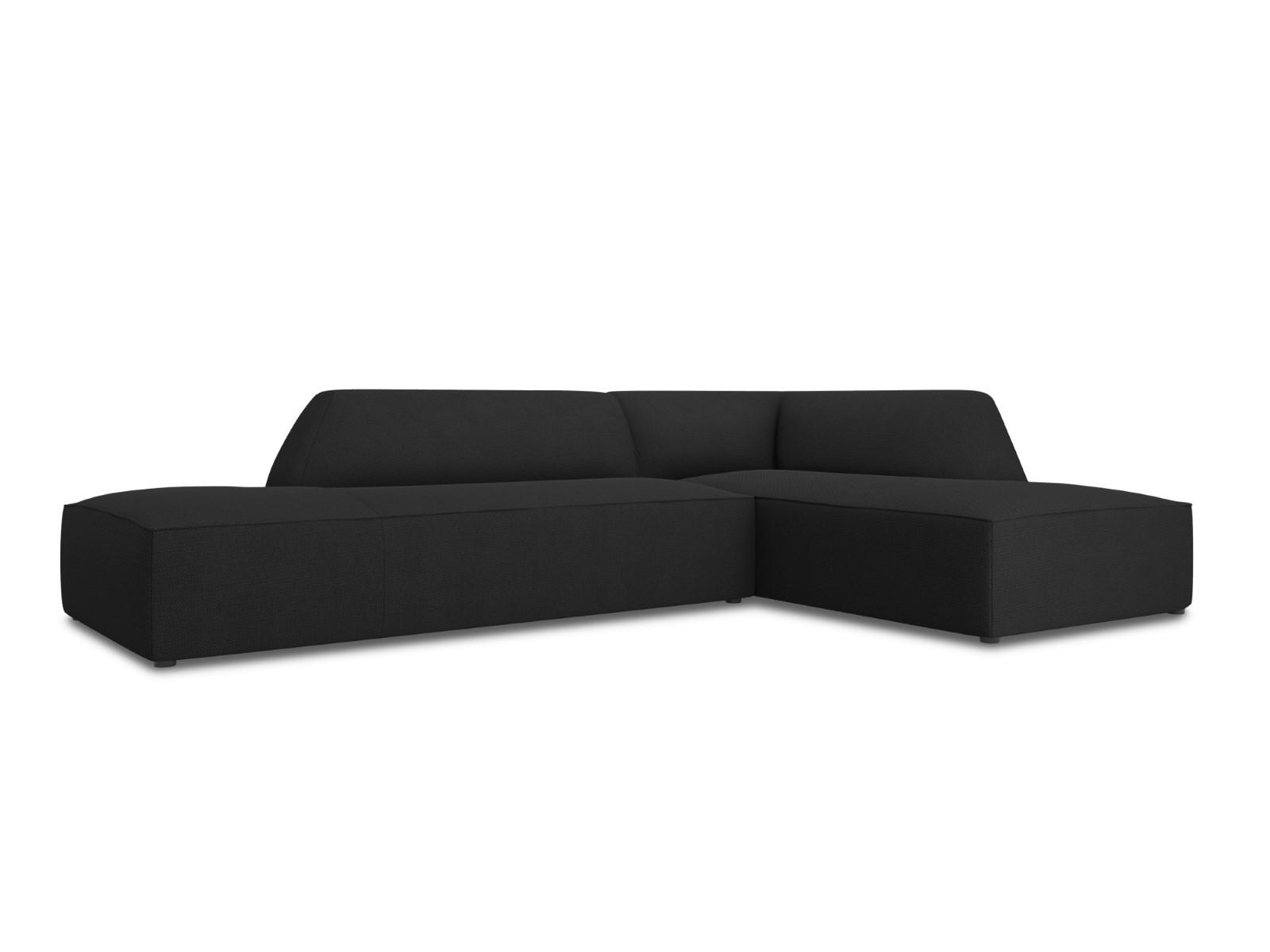 ECKSOFA rechts Ruby aus strukturiertem Stoff schwarz 4 Sitzplätze - Schwarz, Textil (180/273cm) - Micadoni