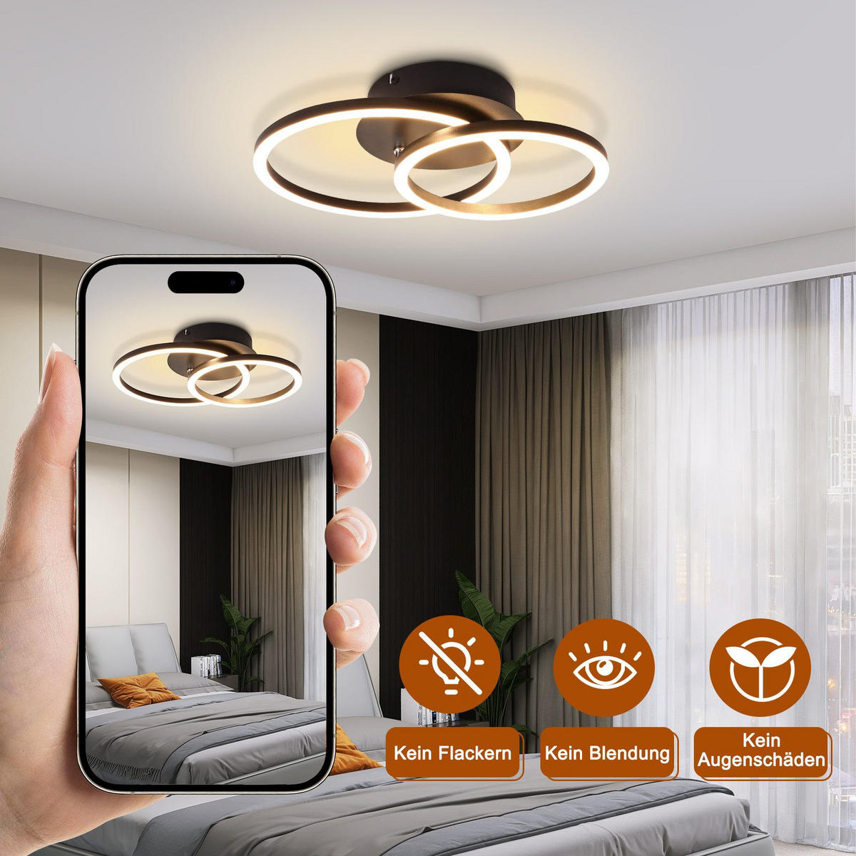 LED-DECKENLEUCHTE Lünen 34.3/25/7.4 cm - Schwarz, Metall (34.3/25/7.4cm) - Nettlife