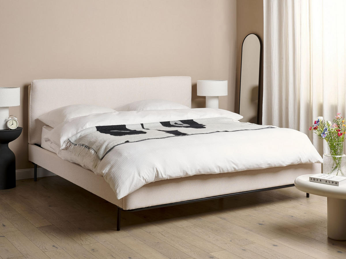 POLSTERBETT mit Lattenrost 180x200 cm Beige Corio - Creme, Textil (180/200cm) - Beliani