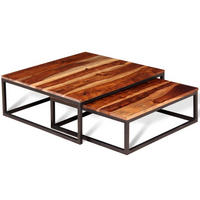 2-TLG. Satztisch-Set Massivholz Palisander - Braun, Holzwerkstoff (70/70/26cm) - furnicato