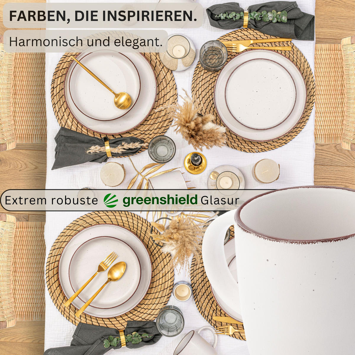 KAFFEEBECHER BOMBAY IVORY - 4 teilig aus Steingut - Creme, Stein (0.8L) - Sänger