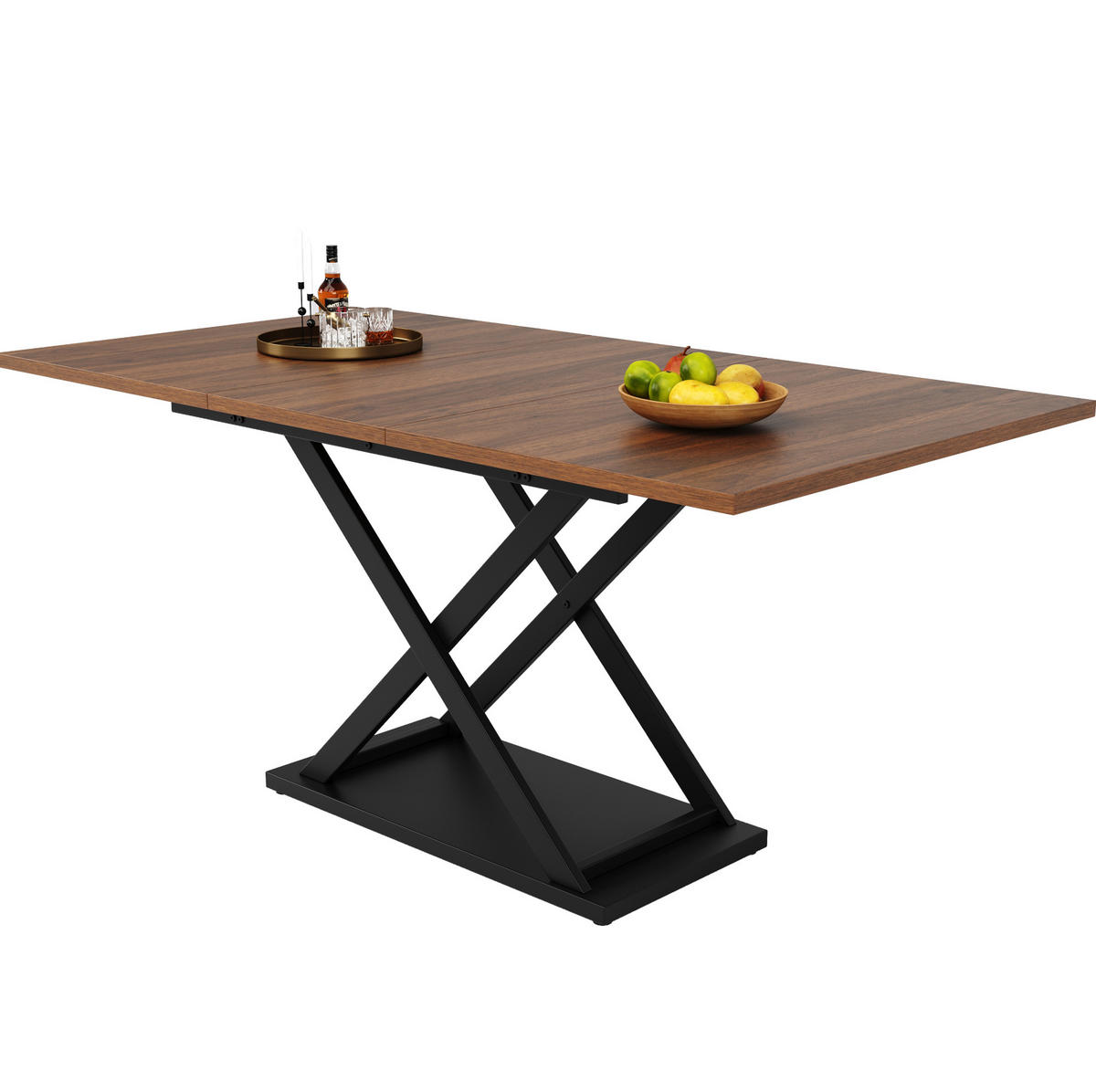 ESSTISCH 120-160/80/75 cm in Walnussfarben mit Ausziehfunktion und Kreuzgestell - Walnussfarben, Holzwerkstoff (160/80/75cm) - Flora Grace