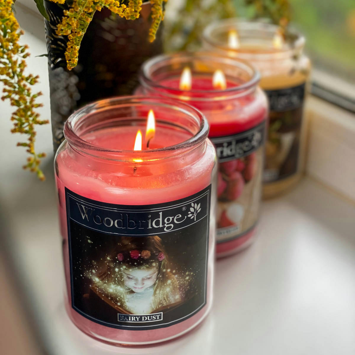 WOODBRIDGE Duftkerze - Gelb, Naturmaterialien/Glas (17cm)