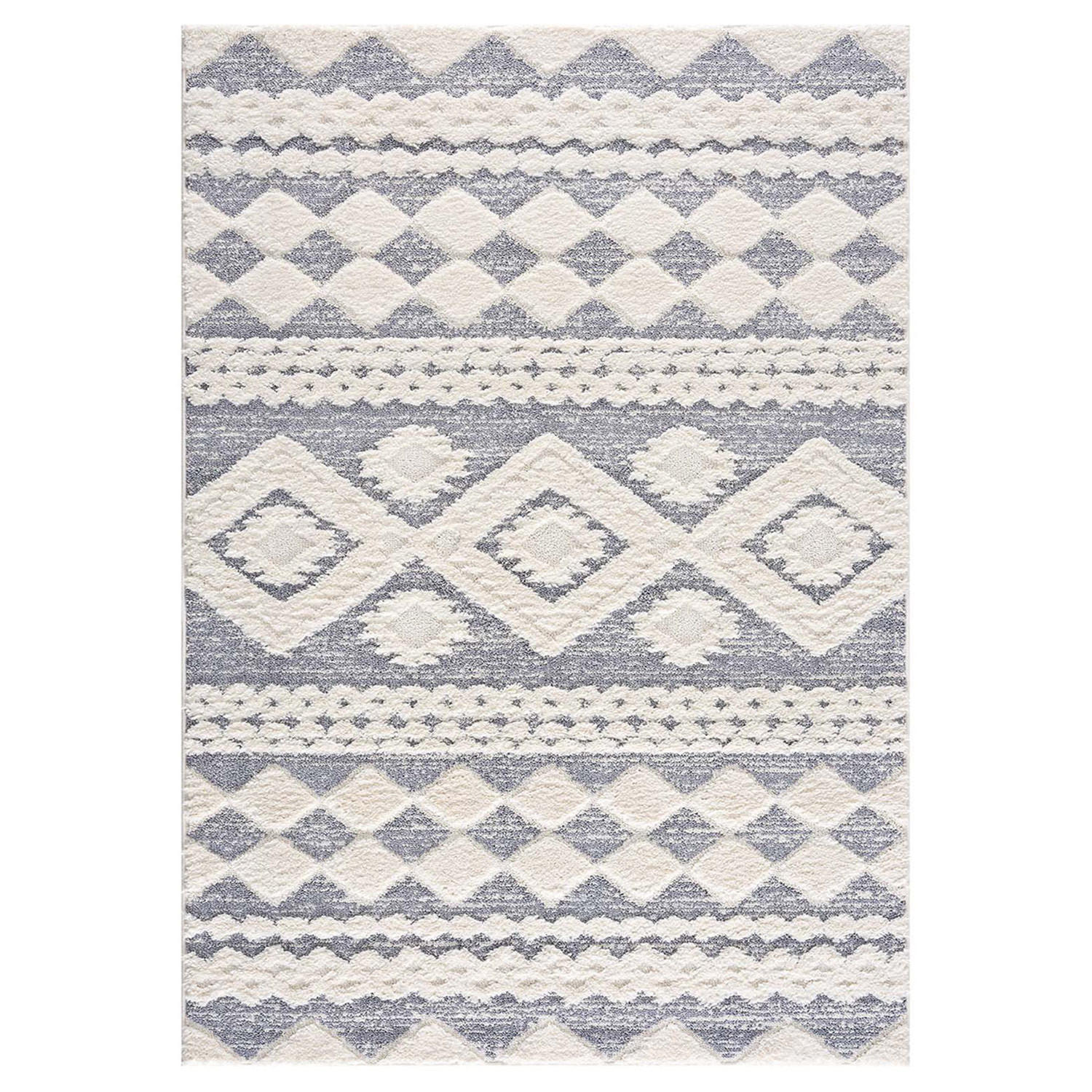 HOCHFLOR-TEPPICH Focus 3005 Grau 120x170 cm - Creme/Grau, Textil (120/170cm) - carpet city