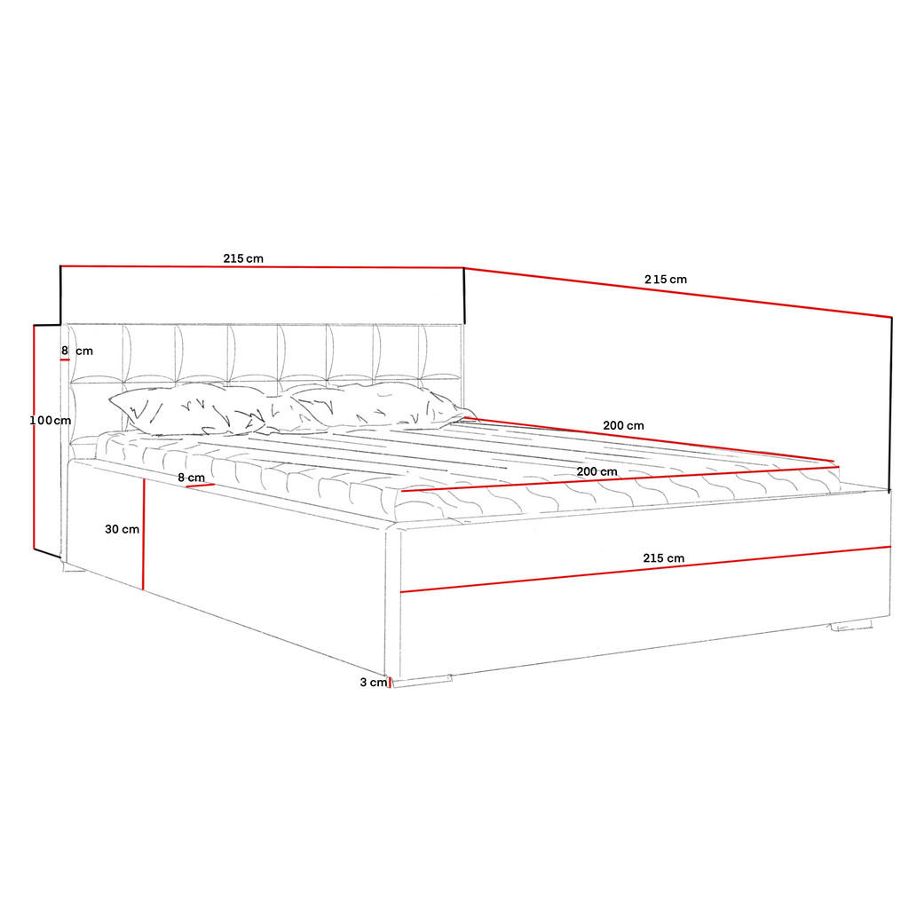 Thumbnail - Marpur Polsterbett, Grau, Textil, 200x200 cm, Oeko-Tex® Standard 100, Schlafzimmer, Betten, Polsterbetten