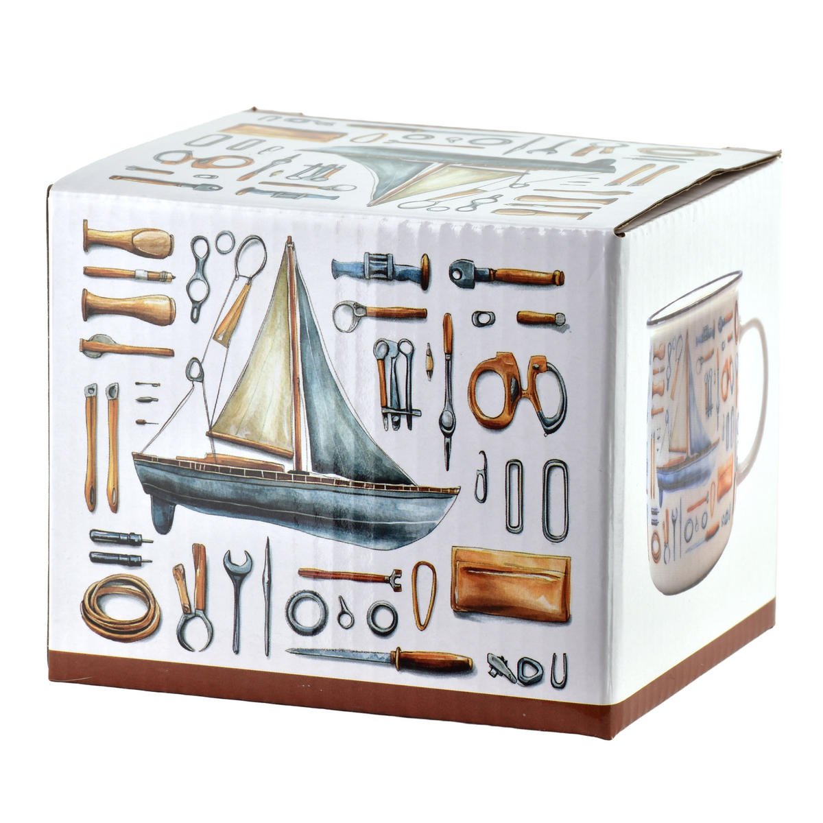 HRNEK Norman, 9,6x13x9,3cm, porcelán, bílý - hnědá, keramika (0.45L) - Mondex