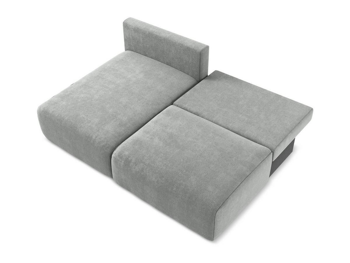 ECKSOFA mit Schlaffunktion links Chenille Stoff Grau - Blau/Schwarz, Kunststoff/Textil (149/210cm) - Makamii